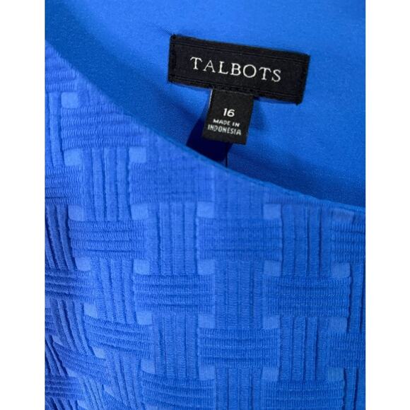 Talbots Cobalt Blue Basketweave Jacquard Sheath Dress Size 16 NWT - Picture 5 of 9